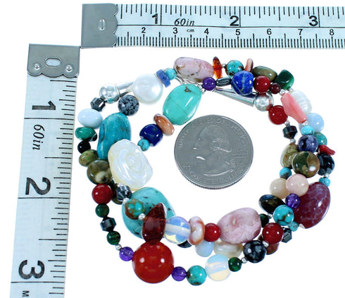 Sterling Silver Multicolor Bead Treasure Necklace SX114673